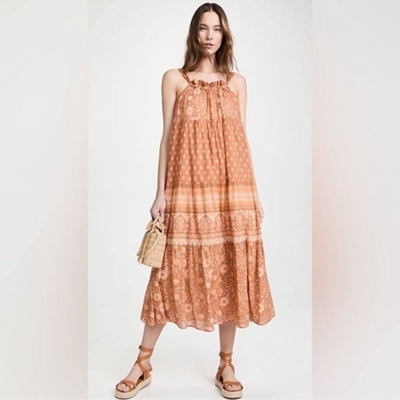 SPELL & THE GYPSY Utopia strappy floral Cinnamon sundress - Picture 2 of 11